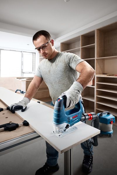 Bosch GST 750, 520 W Jigsaw + Anti-Splinter Guard