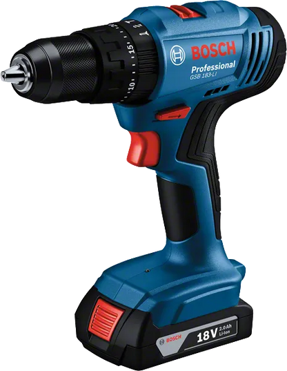 Bosch GSB 183 LI Cordless 13 mm Drill + 2 Batteries 18 V, 2A + 1 Charger