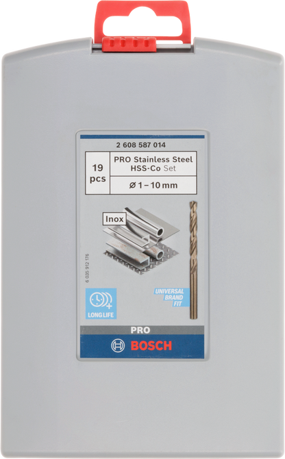 Bosch PRO Stainless Steel HSS-Co Twist Drill Bit Set 1-10 mm 19 pcs