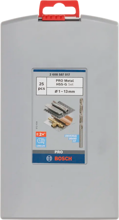 Bosch PRO Metal HSS-G Twist Drill Bit Set, 25 pcs